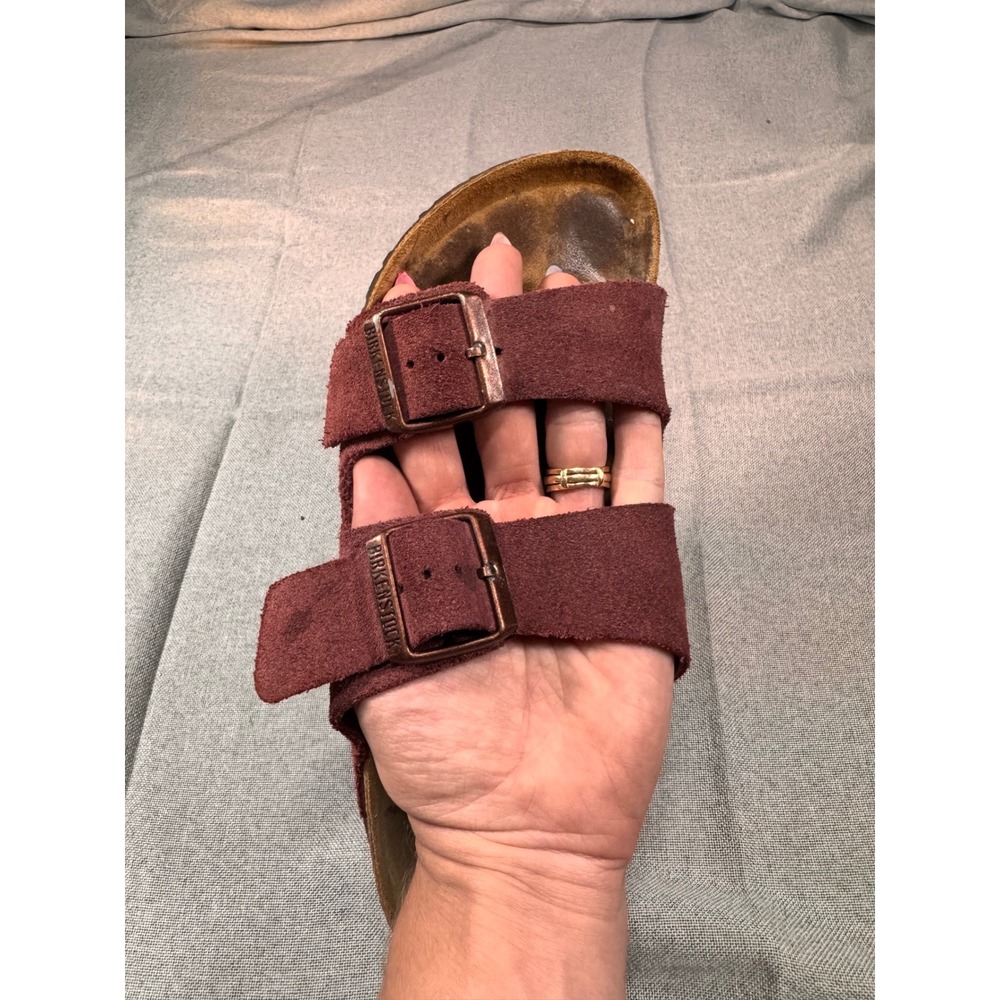 Birkenstock Arizona Soft Footbed Maroon Suede Sandals Womens 38 L7 M5 Maroon - Picture 6 of 6
